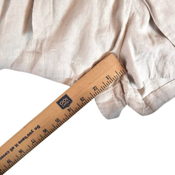 Abercrombie & Fitch Tie Waist Linen Blend High Rise Shorts Size M Cream Beige - Picture 6 of 9